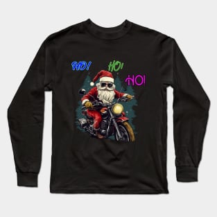 Santa Claus on motorcycle, christmas, riders Long Sleeve T-Shirt